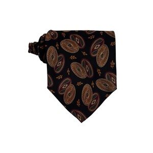 VALENTINO Cravatte Silk Tie Made in Italy Brown Multi Paisley V Logo Luxury